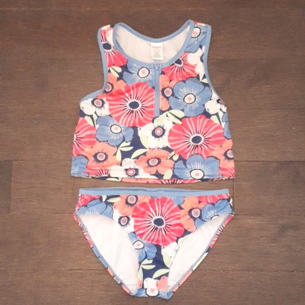 + Gymboree wetsuit look retro floral Tankini